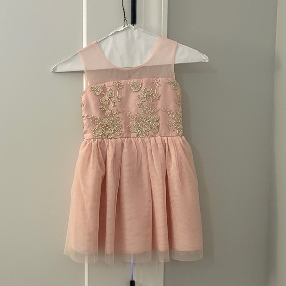 Place Other - Place Girls' Blush Pink Tulle Dress with Gold Embroidery